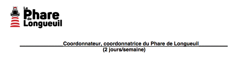 Emploi: coordonnateur, coordonnatrice du Phare de Longueuil