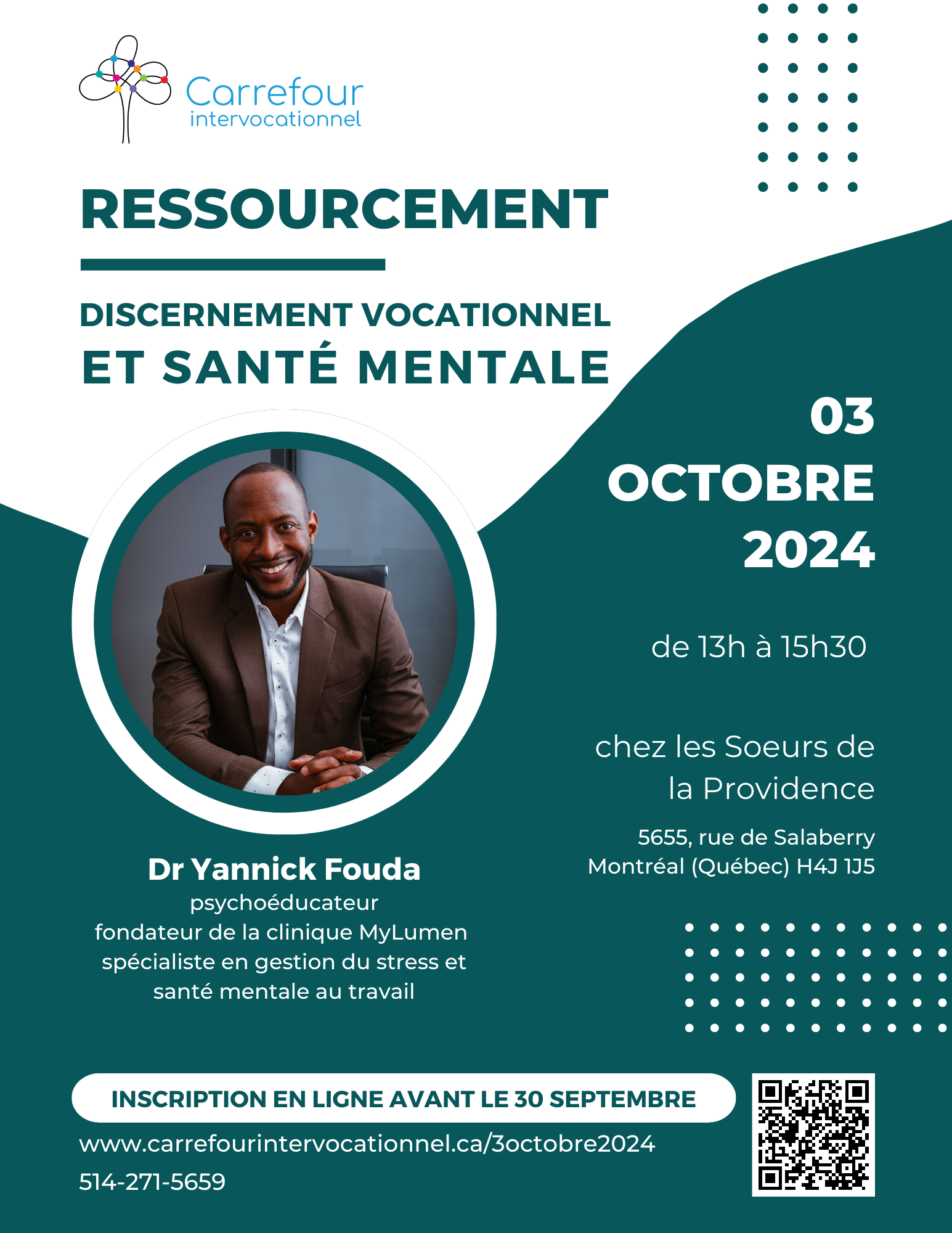 Ressourcement du Carrefour intervocationnel : Discernement vocationnel et santé mentale chez les jeunes avec Dr Yannick Fouda