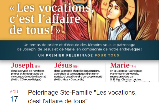 Pèlerinage Sainte-Famille pour les vocations 