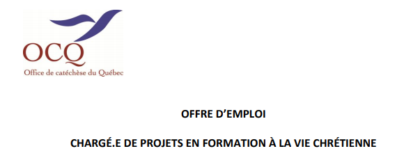 CHARGÉ.E DE PROJETS EN FORMATION À LA VIE CHRÉTIENNE