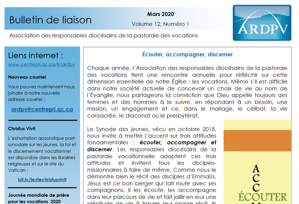 ARDPV : Bulletin de liaison de mars 2020