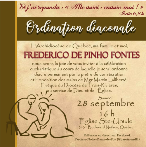 Frederico De Pinho Fontes ordination diaconale Diocèse Saint-Jean-Longueuil 8 décembre 2024